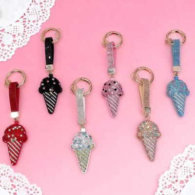 Colorful Ice Cream Rhinestone Keychain: DIY Pendant & Versatile Car Accessory