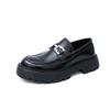 22 neue Plateau-Schuhe zur Absatzsteigerung mit großem Kopf aus Leder Lackleder lässige Schuhe mit dickem Absatz Friseur trendige Schuhe