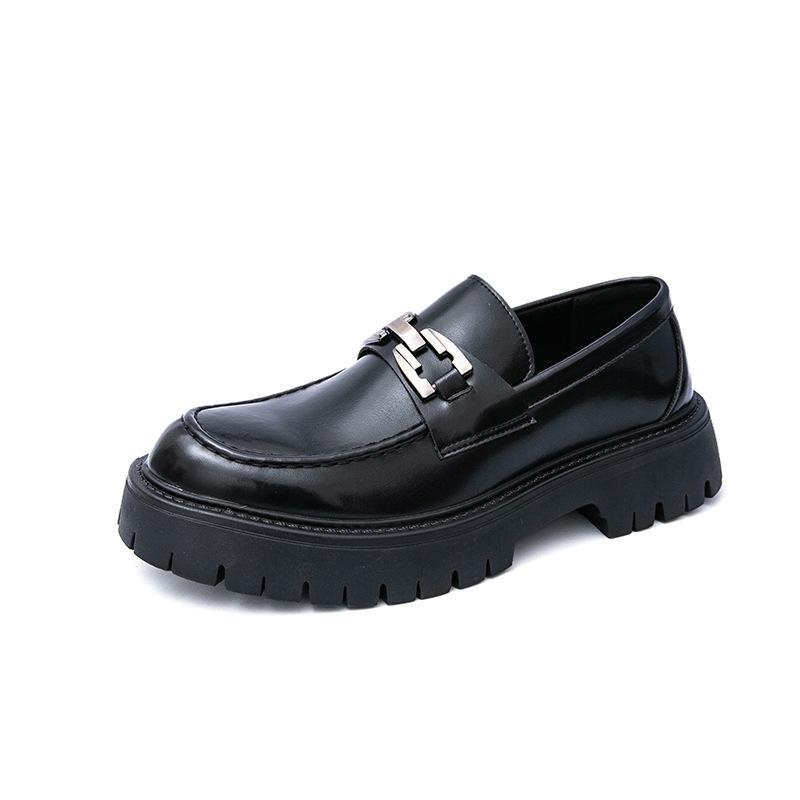 22 neue Plateau-Schuhe zur Absatzsteigerung mit großem Kopf aus Leder Lackleder lässige Schuhe mit dickem Absatz Friseur trendige Schuhe