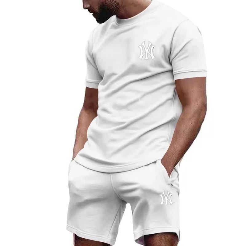 Herren zweiteilige Sportbekleidung, kurzärmeliges T-Shirt und Hosen-Set, Lauf- und Fitness-Sportbekleidung, Sommer, 2024 M