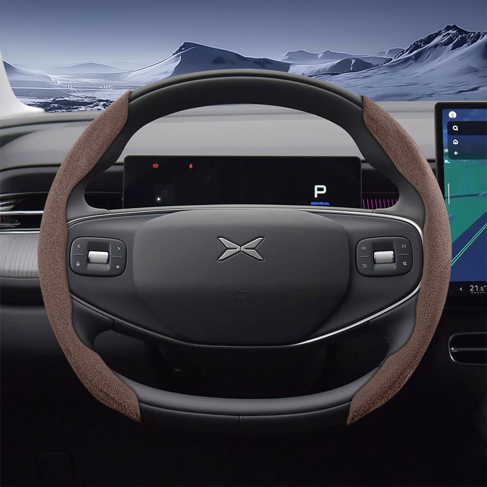 bpzsw1 Suitable for Xpeng Sports Suede Steering Wheel Cover, Split Snap-On Style, Non-Slip and Durable, for Models Such as G6, G9, P7, P7+, X9, G3,