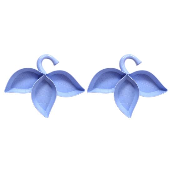 2Pcs Dipping Dish 3 Compartments Leaf Shape Food Grade Salad Dressing Anise Chili Powder Seasoning Sauce