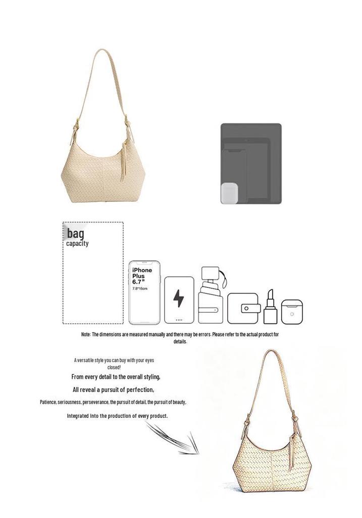 Cross2026 Women's Trendy Woven Tote: High-End, Versatile Single Shoulder Bag for Commuting and Style