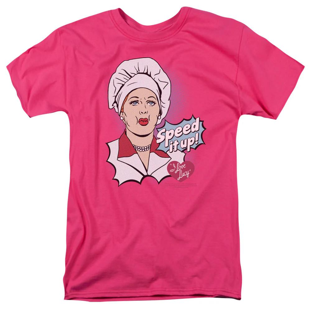 

I Love Lucy Speed It Up Mens T Shirt Hot Pink Officially Licensed 4XL