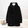Fur-like One-piece Fur Coat for Women Imitation Mink Hooded Young Mid-length Outerwear