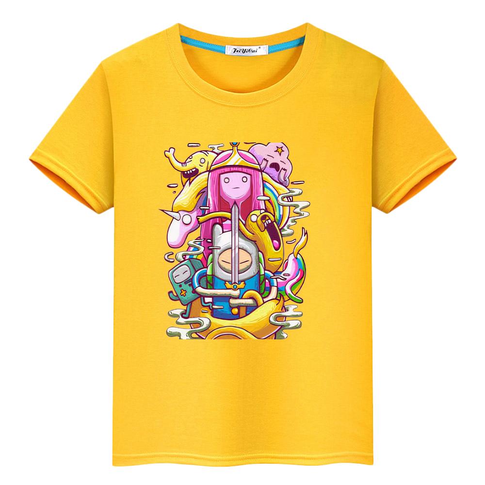 Roupas infantis meninas Hora de Aventura Anime Tops Curtos camiseta orgulho 100%Algodão camiseta para crianças menino 10anos y2k roupa de bebê menina