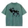 Short Sleeve Tees Christmas Round Neck Combed cotton Woman Washed Tshirts Round Neck Forest Elk Party Washed Tee Shirts Family