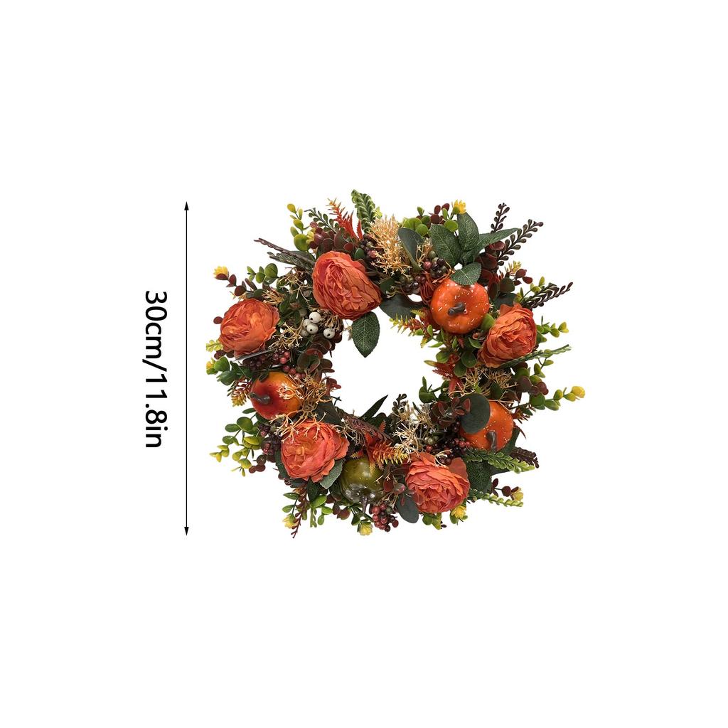 Peony Pumpkin Wreath Fall Wreath For Front Door Wreath With Artificial Pumpkin Artificial Autumn Garland Festival Party Decor