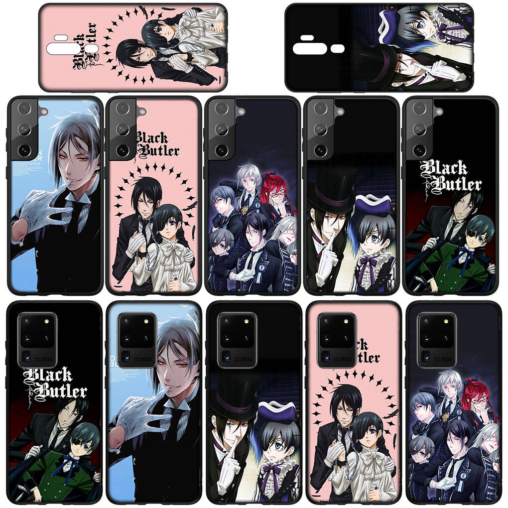 Phone Case for Samsung Galaxy S25 S23 S22 S21 S10 S24 Ultra FE A05 A06 A15 A16 A36 A37 A35 A54 A55 A56 A57 A25 A26 A53 A17 Cartoon Black Butler Cover