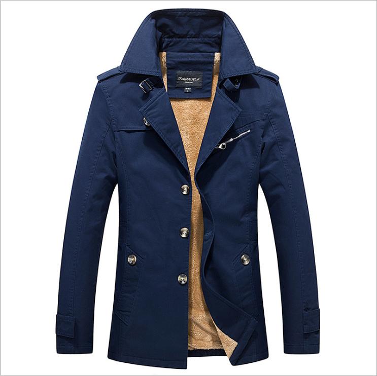 Jesienna i zimowa moda męska Casual Jacket w długim trenczu Cotton Wash Jacket