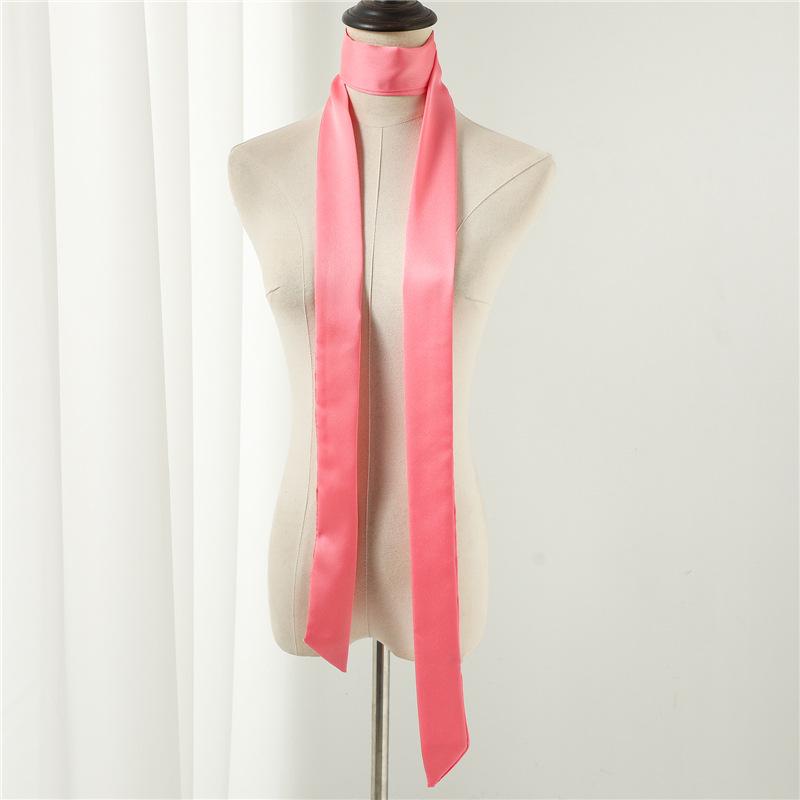 Influencer Style Silk Scarf: Hair Tie, Solid Color, Long & Narrow, Korean Style Necktie, Flowing Ribbon for Women