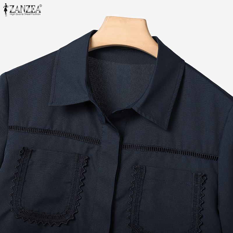 ZANZEA Women Short Sleeve Blouse and A-line Skirts Casual Two Piece Suit Sets