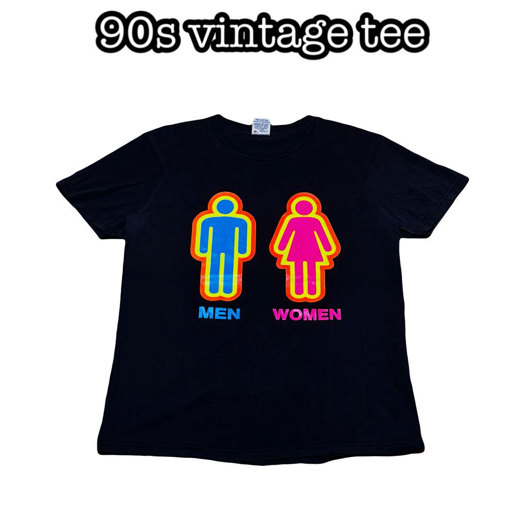 

[USED] 90s Stick Figure Fluorescent Vintage Streetwear Stussy Black (Overseas Exclusive) Size L