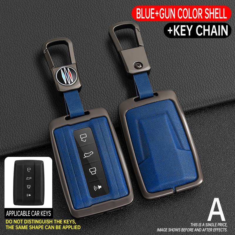 Zinc Alloy+Leather Car Key Case For Great Wall Gwm Wey Tank 300 500 Tank300 Tank500 Car Remote Key Case Cover Protective Shell