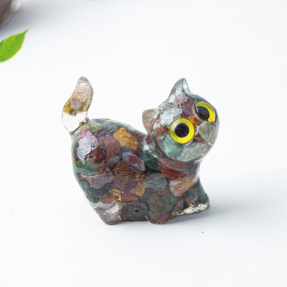 Figurine Artistique en Résine Chat de Cristal Faite à la Main avec un Design Dynamique Pour la Décoration Intérieure et les Cadeaux