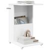 Side Table with Wheels White 40 x 35 x 60 cm Engineered Wood