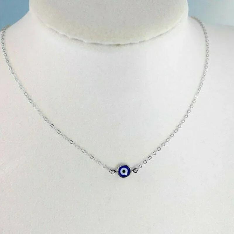 Persönlichkeits Türkis Blau Böser Blick Anhänger Halskette für Damen Charme Gold Farbe Edelstahl Kette Choker Glücksbringer Schmuck Geschenke