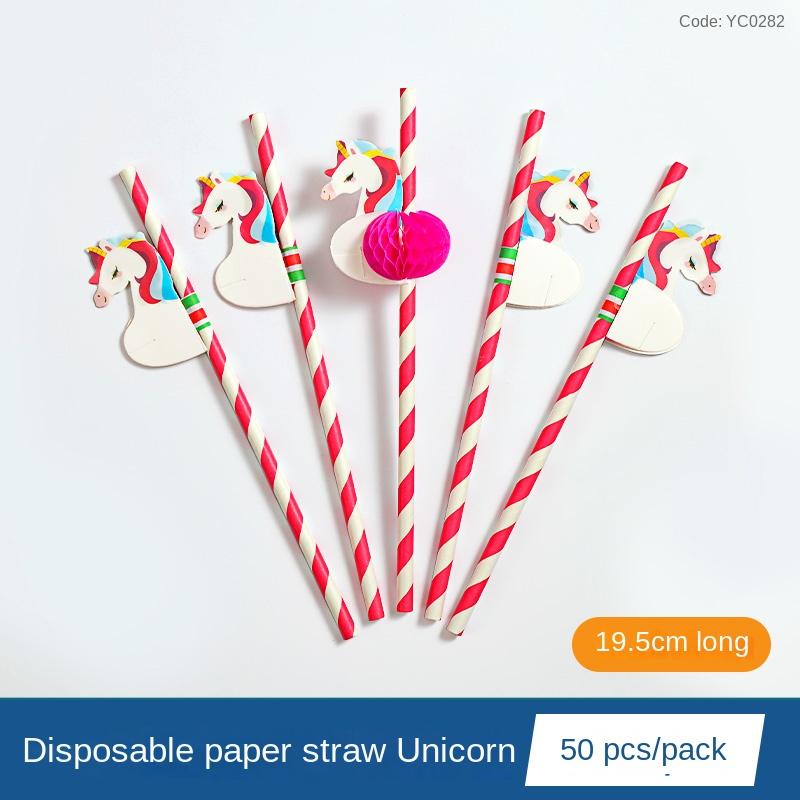 50pcs Creative Paper Straws Disposable Biodegradable Paper Environmental Straws Party Juice Cocktail Decoration Straws
