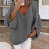 Women's Fashion Casual Pullover Long Sleeve Top  and Winter Long Sleeve V-Neck Sweater