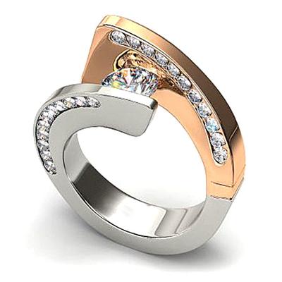 Anello di pietra di zircone bicolore di alta qualità Anello di colore argento di cristallo Anelli di fidanzamento per gioielli da sposa per le donne