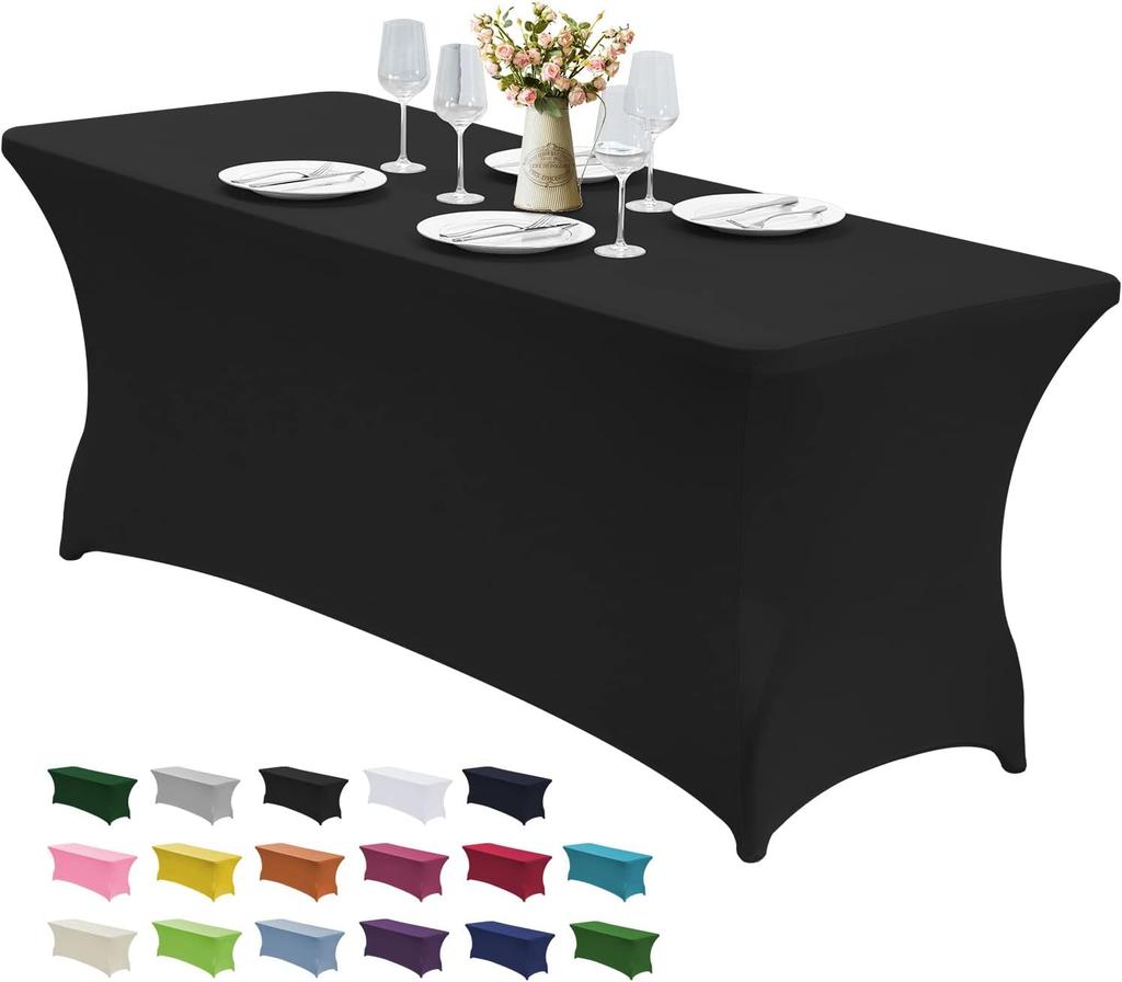 Stretch Spandex Table Cover for Rectangular Tables, Elastic Fitted Tablecloth, Wrinkle Resistant Table Cloth for Parties,Wedding