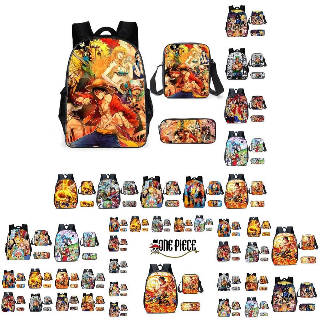One Piece Backpack Set 3pcs School Bags With Crossbody Lunch Bags And Pencil Case Durable Oxford Material