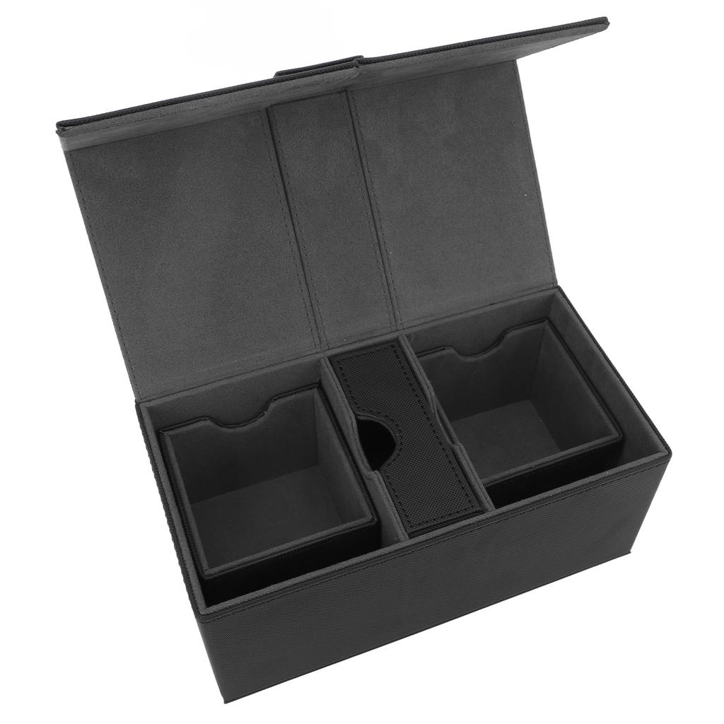 Card Deck Box with 3 Drawers Large Capacity Magnetic Closure PU Leather Game Card Storage Box for Holding Over 200
