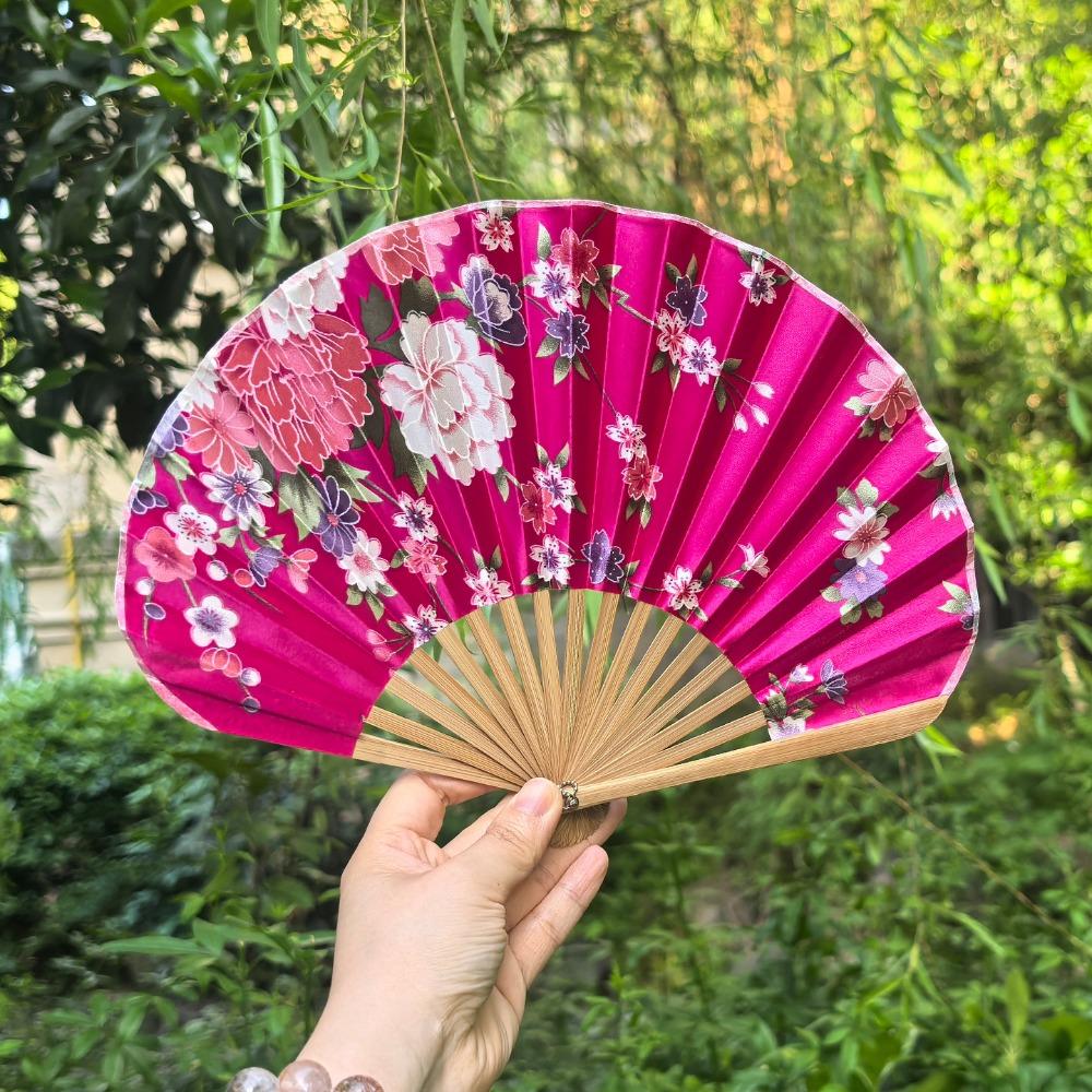 Flower Pattern Japanese Shell Folding Fan Shell Shape Chinese Style Fan Dance Fan  Home Decoration