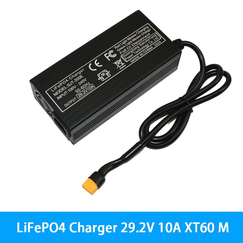 29.2V 8A 10A LiFePO4 Battery Charger For 8S 25.6V 24V LiFePO4 Battery Pack Fast Charger Equipped with XT60 XT90 plug