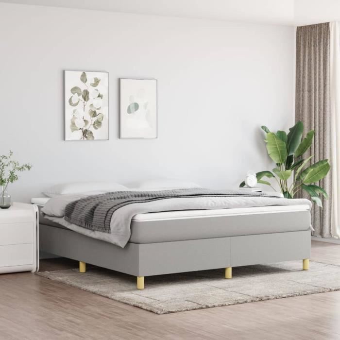 VidaXL Lit à sommier tapissier avec matelas Gris clair 160x200cm Tissu - Modèle 3144530