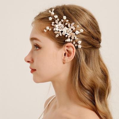 Seidenblumen Braut Haarspange Perlen Hochzeits Kopfschmuck Koreanische Braut Haarnadel Schmuck