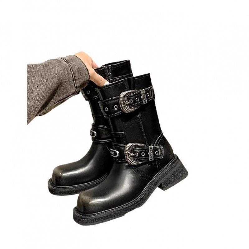 Deer Zhao Jinmai Locomotive Boots Martin Boots Women's Boots White Autumn and Winter New Cowhide Merad Short Boots Women's