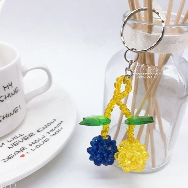 Colorful Phone Lanyard Beaded Wrist Strap Cherry Phone Charm DIY Handmade Keychain Imitation Crystal Jewelry Accessory