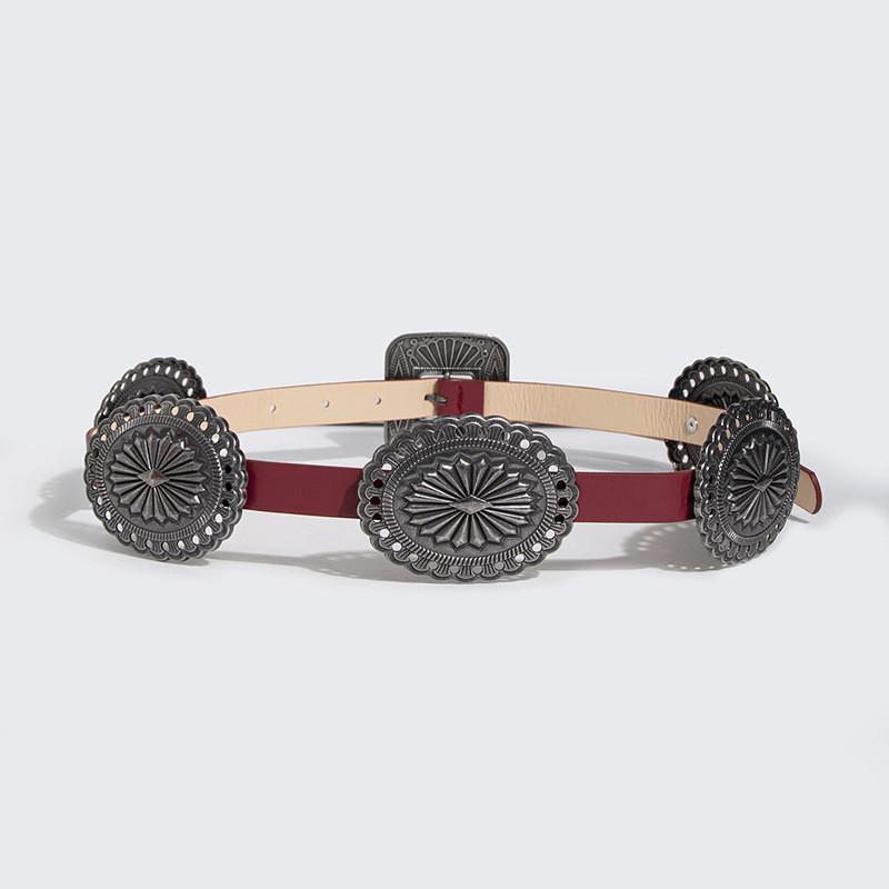 Vintage Western Style Waist Belt Handmade Alloy Buckle For Ladies Daily Wear