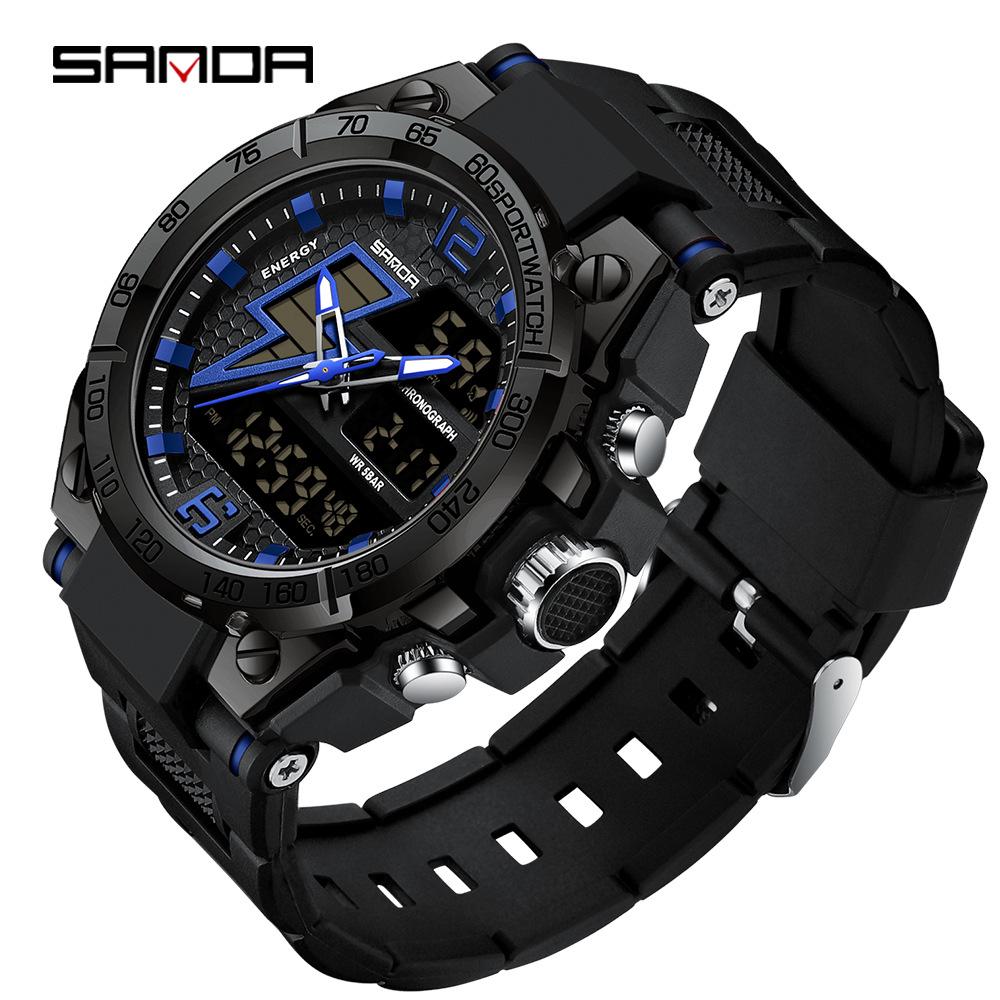 Sanda 6024 Outdoor Sports Shockproof Waterproof Luminous Watch - Unisex Multifunctional Electronic Watch