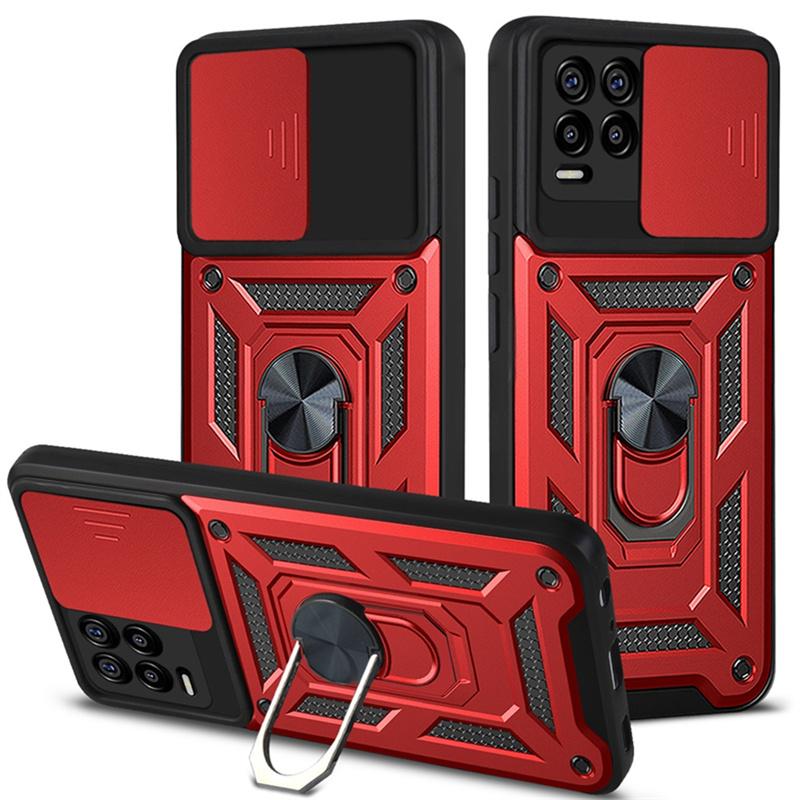 

Для OPPO Realme 8 Pro Case Armor Shockproof Cover For Realme 5 8i C11 C20 C21 Camera Lens Protect Magnetic Car Holder Phone Case For Realme 8 червоний