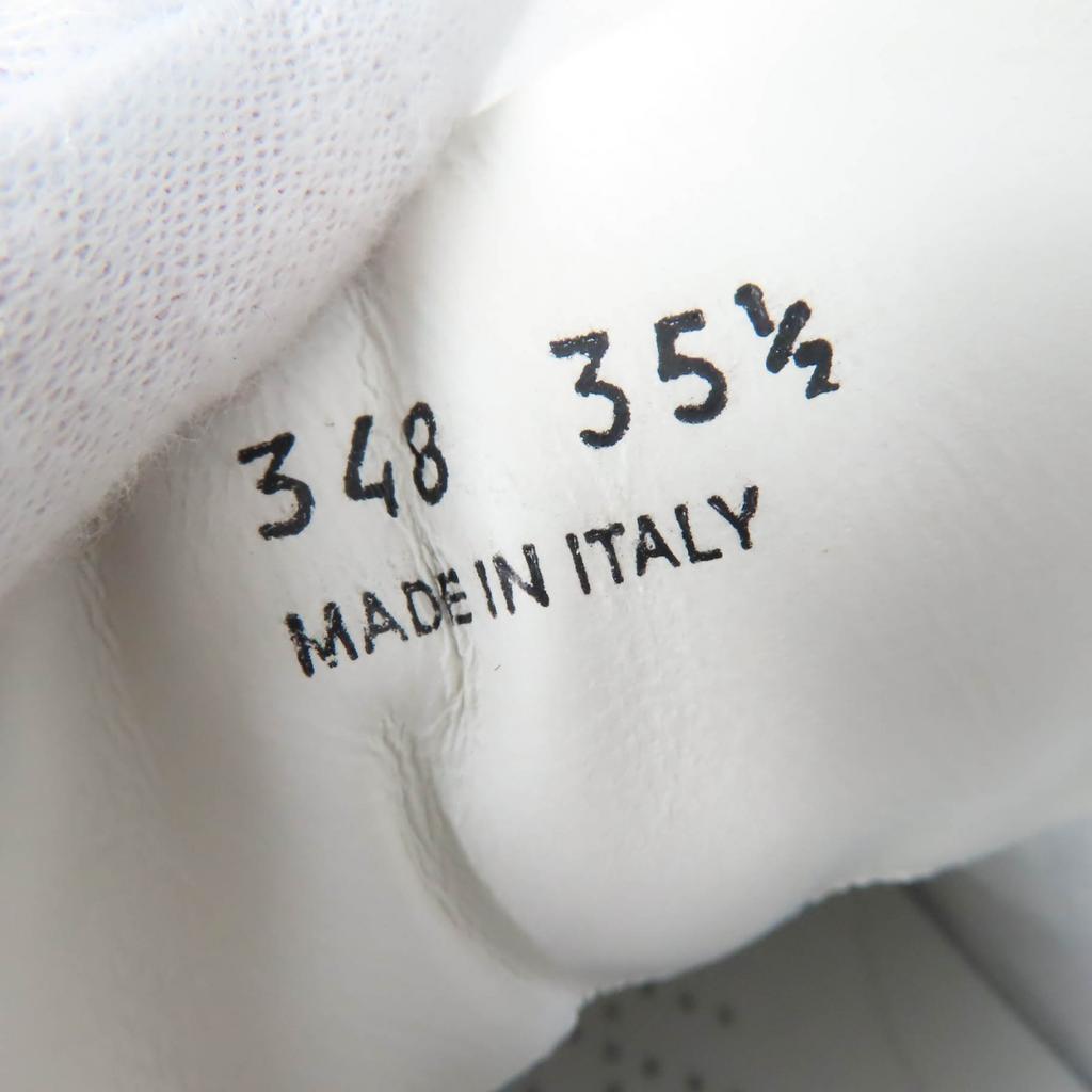 Excellent PRADA Sneakers Triangle Logo with Crystal White Leather Women 35.5  Used
