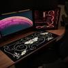 Gaming Mouse Pad Black White Gothic Butterfly Moth Pattern Deskmat Non-Slip Rubber Keyboard Mat Grunge XXL Desktop Table Mat
