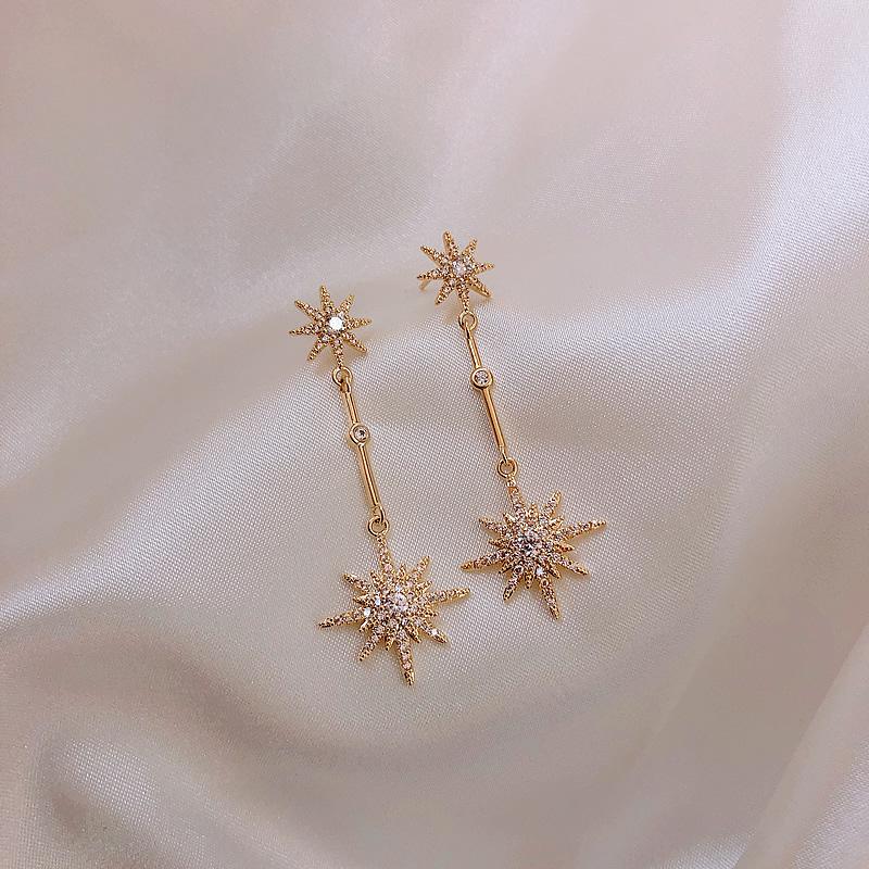 Fashion Crystal Star Long Earrings for Women with Earrings for Friends Gift Trendy Earrings Exaggerated Earrings