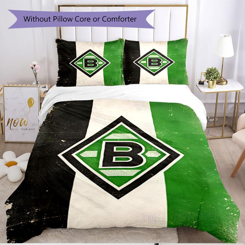 Parure de lit 3 pièces avec housse de couette (1*Housse de couette + 2*Taie d'oreiller, sans noyau), Ensemble de literie doux toutes saisons imprimé Borussia Mönchengladbach, Cadeau de décoration pour chambre à coucher à la maison