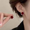 Ankola Flocking Red Flower Bead Stud Earrings Fashionable Sweet Exquisite Earrings Women's New Popular Versatile Earrings