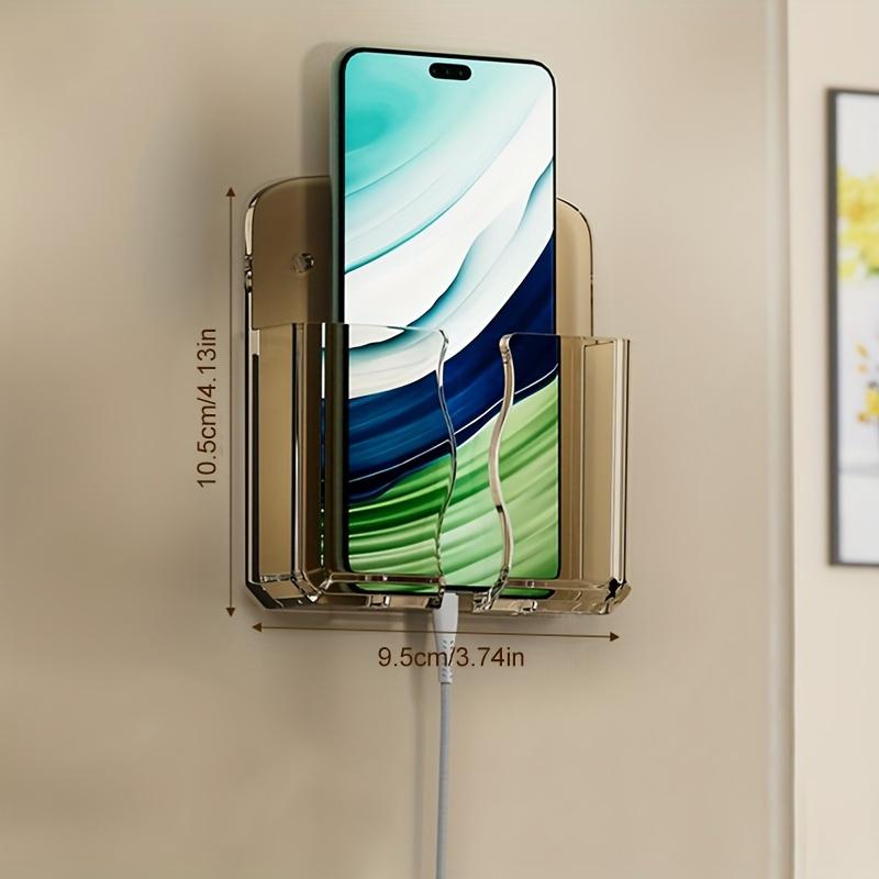 Wall Mounted Phone Charging Stand Self Adhesive No Drill Remote Control Storage Box Holder 1 piece pack