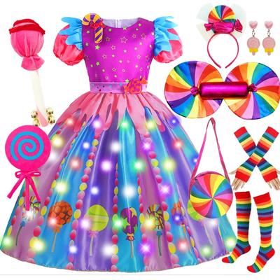Festival de Purim Dulce Caramelo Piruleta Vestido para Niñas Fiesta de Carnaval Halloween Disfraces de Cumpleaños Elegante Ropa Infantil para Bodas