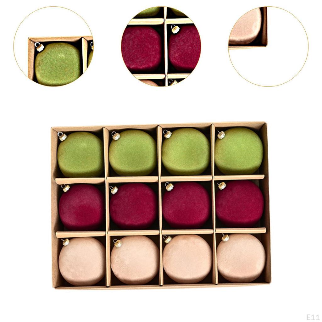 12 Pieces - Ornaments, Flocked Christmas Decoration, Shatter Decorative Balls