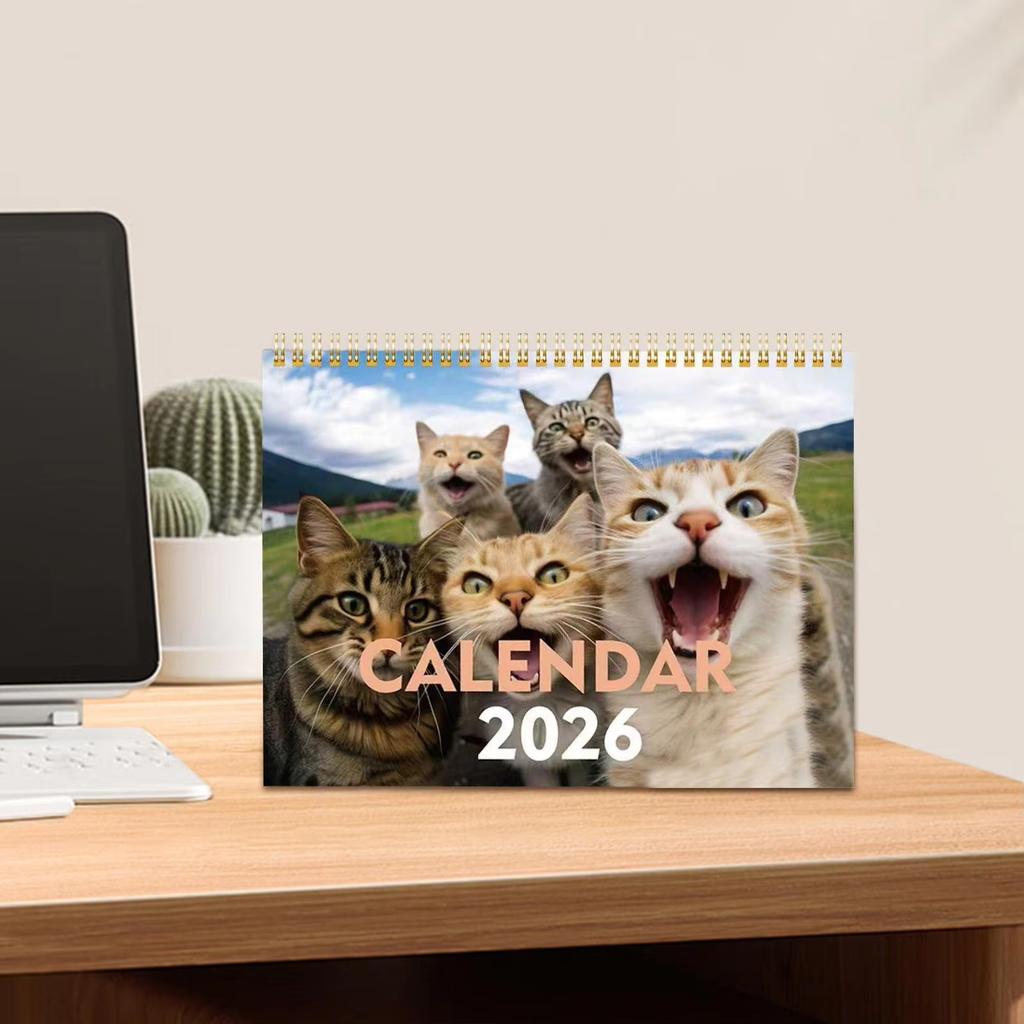 2026 Kattvänner Kalender Årlig/Månatlig Väggkalender Katt Tema Gåva Lämplig För Skrivbord Sovrum Vardagsrum Etc