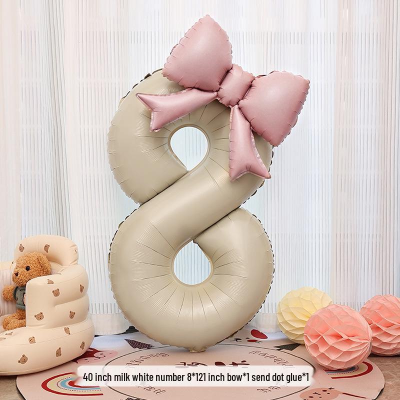 40-Zoll Cremeweiße Matte Zahlenballons - Geburtstagsfeier Dekorationen