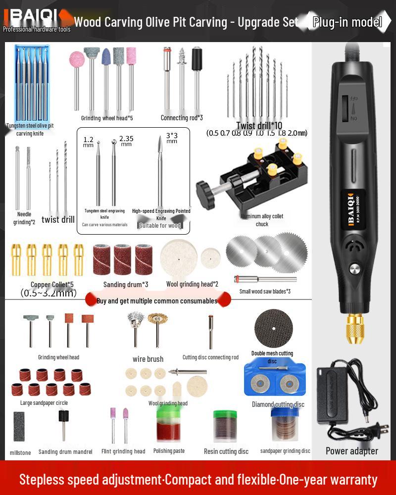 Mini Handheld Electric Grinder for Jade & Wood Carving, Cutting, and Polishing