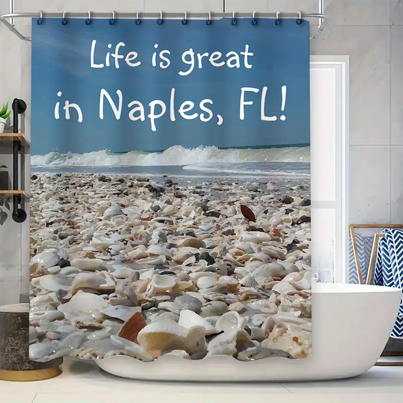 

Life Is Great Shower Curtain Waterproof Printed Bathroom Decor Naples, Fl W60H190(CM)-1 Pcs