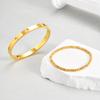 Fashion Stackable Stainless Steel Beads Bracelet for Women, Cubic Zircon Gold Plated Bangle, Waterproof Light Luxury Jewelry