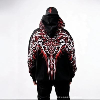 Ciemny z kapturem Odblaskowy nadruk Z ćwiekami Pulower Hoodie do jazdy motocyklem Modna marka dla mężczyzn i kobiet